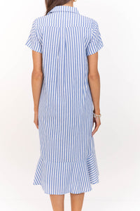 Lovely As Ever Blue Striped Midi Dress