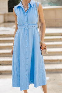 Just Passing Through Light Blue Midi Dress