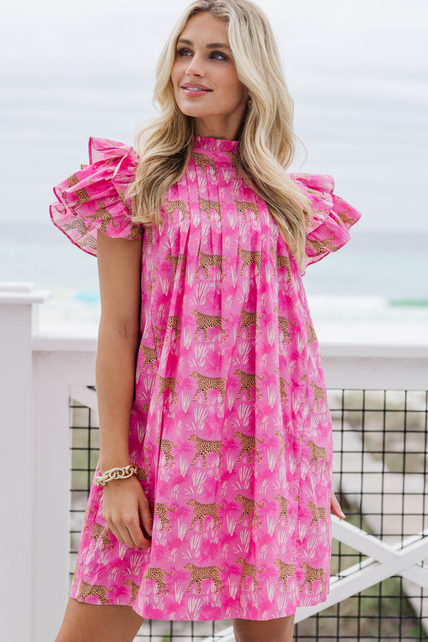 Enough Said Fuchsia Leopard Dress