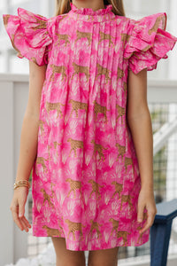 Girls: Enough Said Fuchsia Leopard Dress
