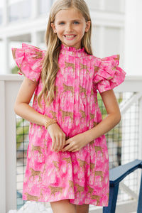 Girls: Enough Said Fuchsia Leopard Dress