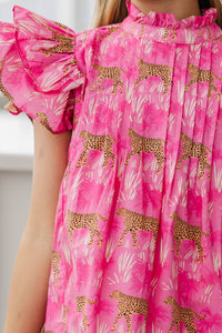 Girls: Enough Said Fuchsia Leopard Dress