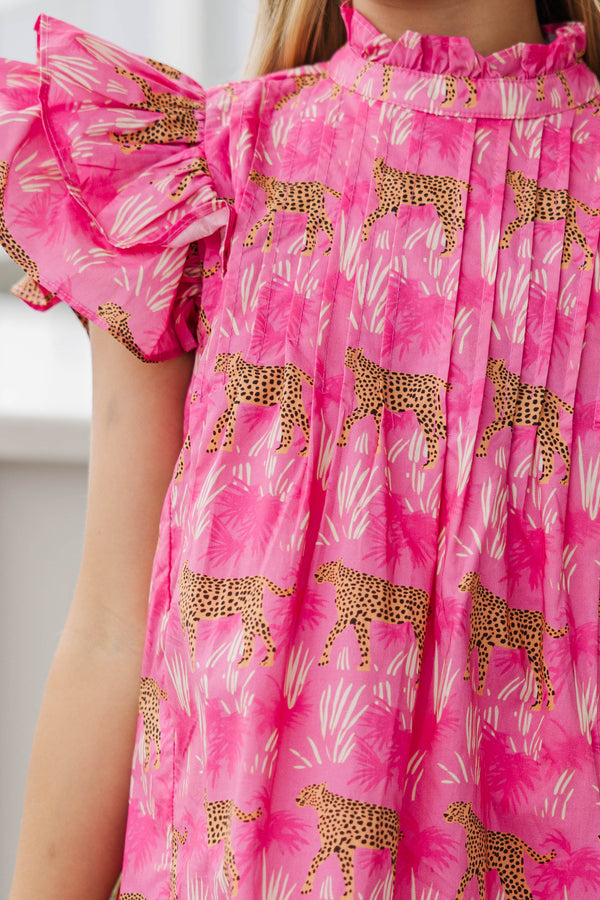 Girls: Enough Said Fuchsia Leopard Dress