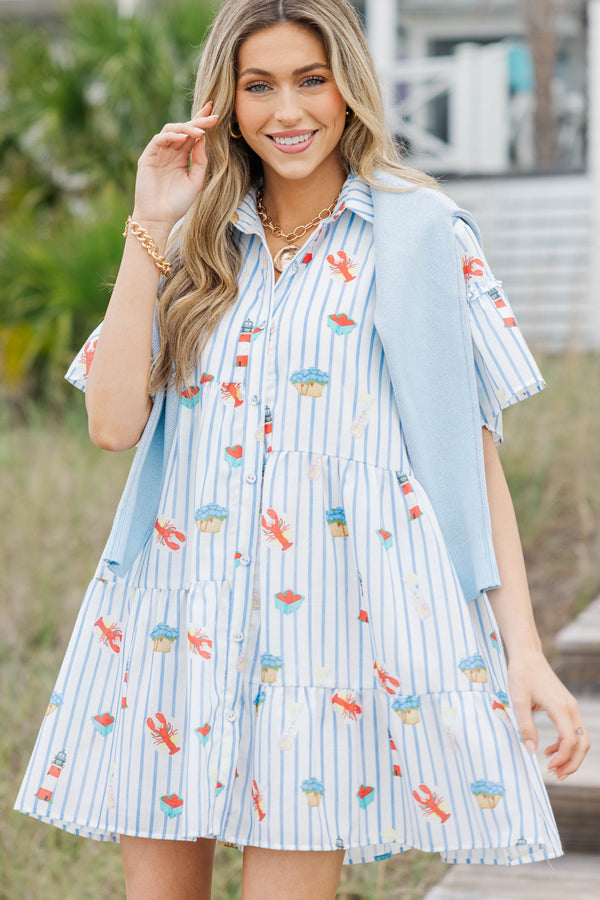 The Right Balance Blue Coastal Striped Tiered Mini Dress, X-Large - The Mint Julep Boutique | Women's Boutique Clothing The Right Balance Blue Coastal Striped Tiered Mini Dress, X-Large - The Mint Julep Boutique | Women's Boutique Clothing