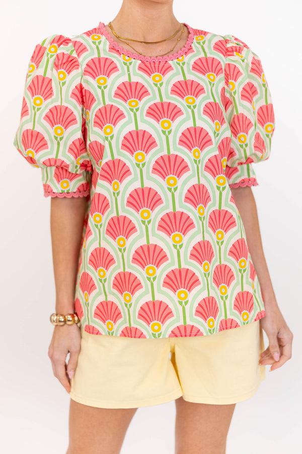 Love You True Pink Abstract Blouse