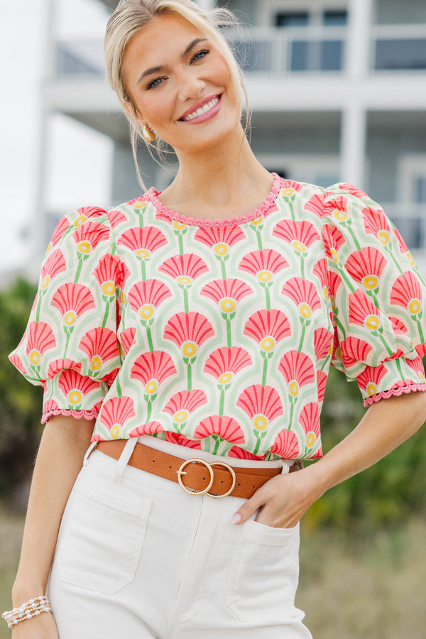 Love You True Pink Abstract Blouse