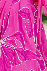 Here For The Memories Fuchsia Embroidered Floral Midi Skirt