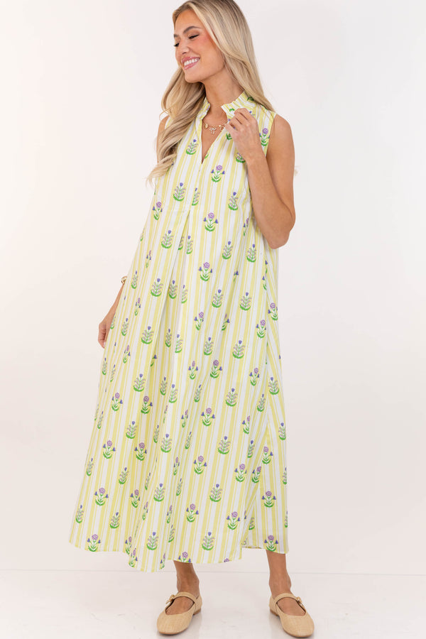 Love Notes Yellow Medallion Midi Dress
