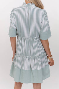 Feeling Your Best Sage Striped Babydoll Dress