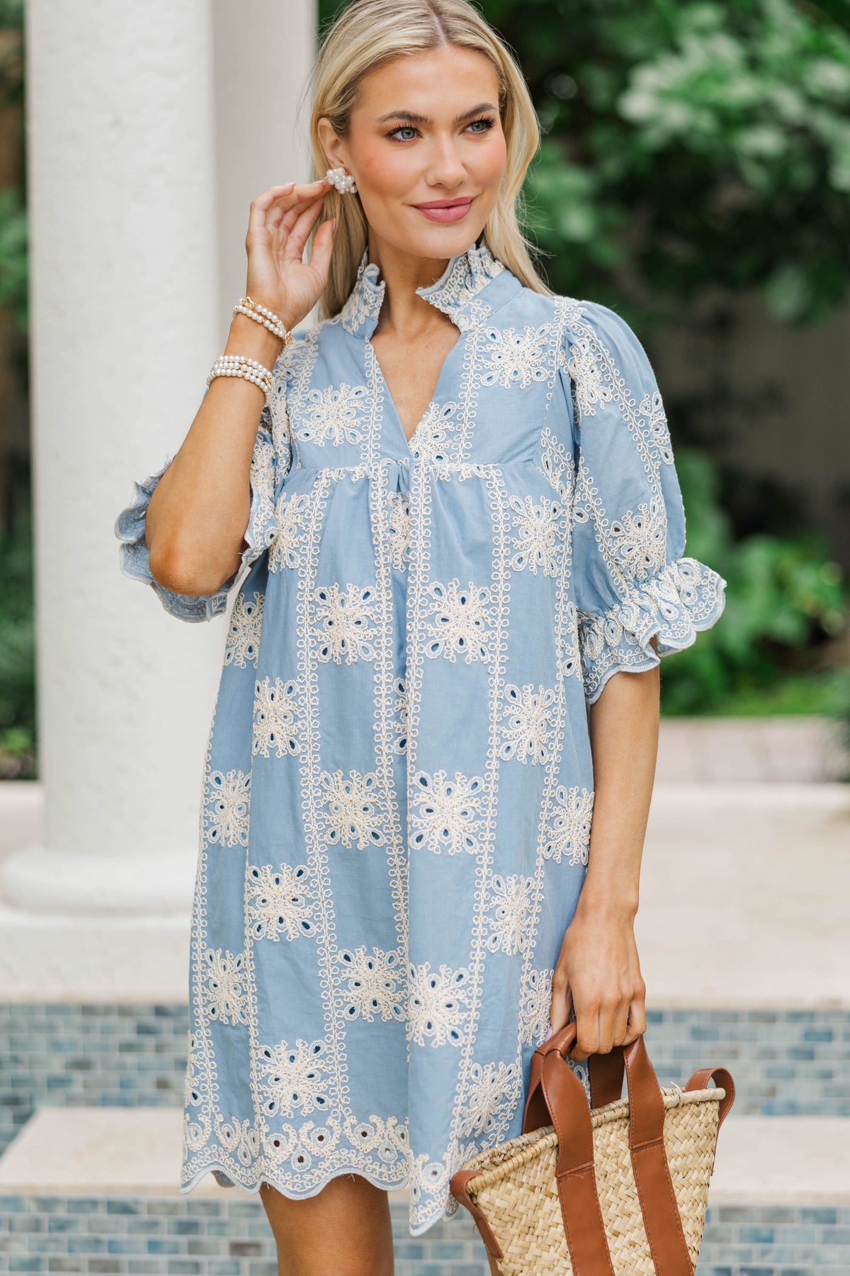Between Then And Now Light Blue Eyelet Dress – Shop the Mint