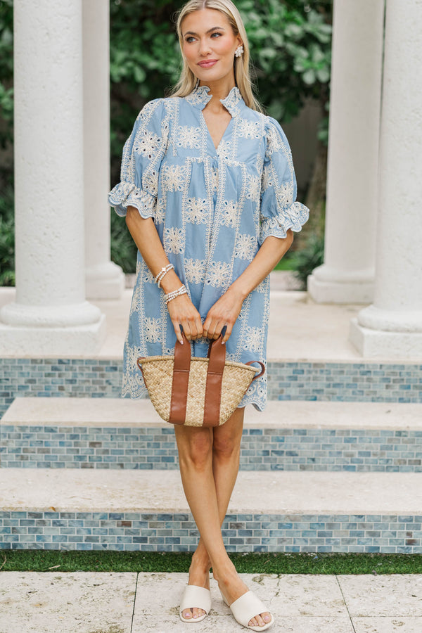 Between Then And Now Light Blue Eyelet Dress Shop the Mint Between Then And Now Light Blue Eyelet Dress Shop the Mint