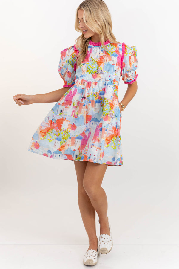 In Wonderland Pink Toile Dress