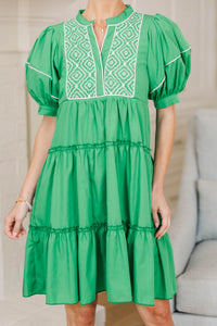 NURSING COLLECTION: The Right Fit Green Embroidered Babydoll Dress