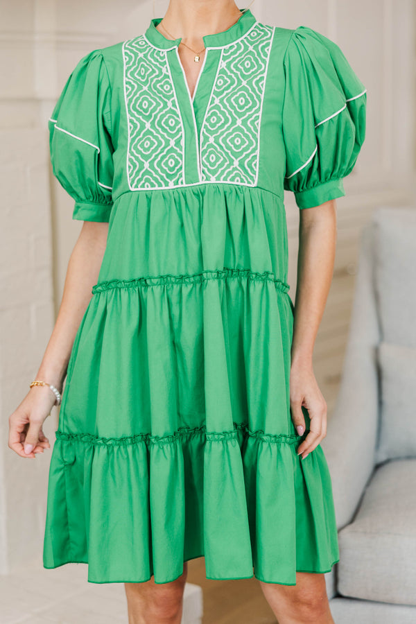 NURSING COLLECTION: The Right Fit Green Embroidered Babydoll Dress