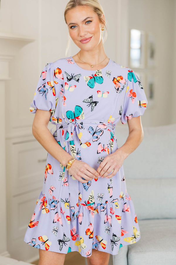 NURSING COLLECTION: Just For This Moment Lavender Butterfly Print Dress