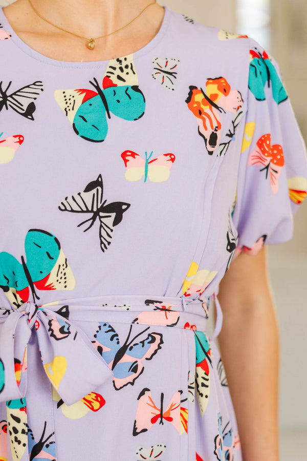 NURSING COLLECTION: Just For This Moment Lavender Butterfly Print Dress