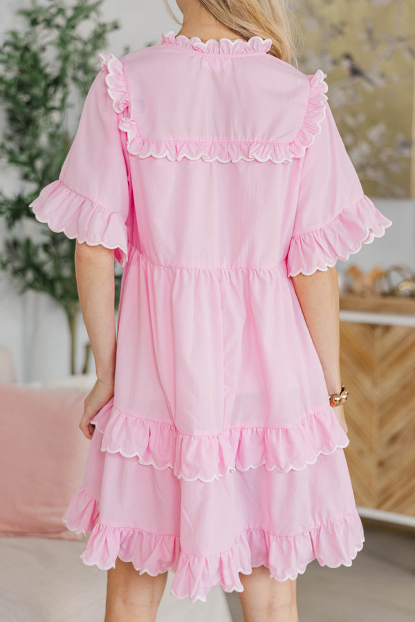 NURSING COLLECTION: No Second Guessing Pink Scalloped Dress