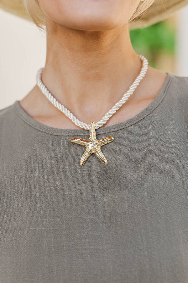 Stars Over the Boardwalk Gold Starfish Necklace