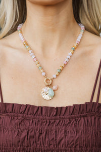 Tiny Moments Taupe Beaded Charm Necklace