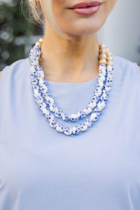 Style Staple Blue Floral Beaded Necklace