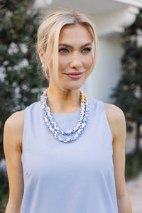 Style Staple Blue Floral Beaded Necklace