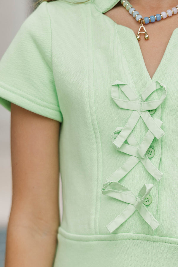 Girls: Always A Dream Green Bow Detail Dress
