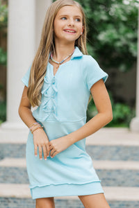 Girls: Always A Dream Aqua Bow Detail Dress