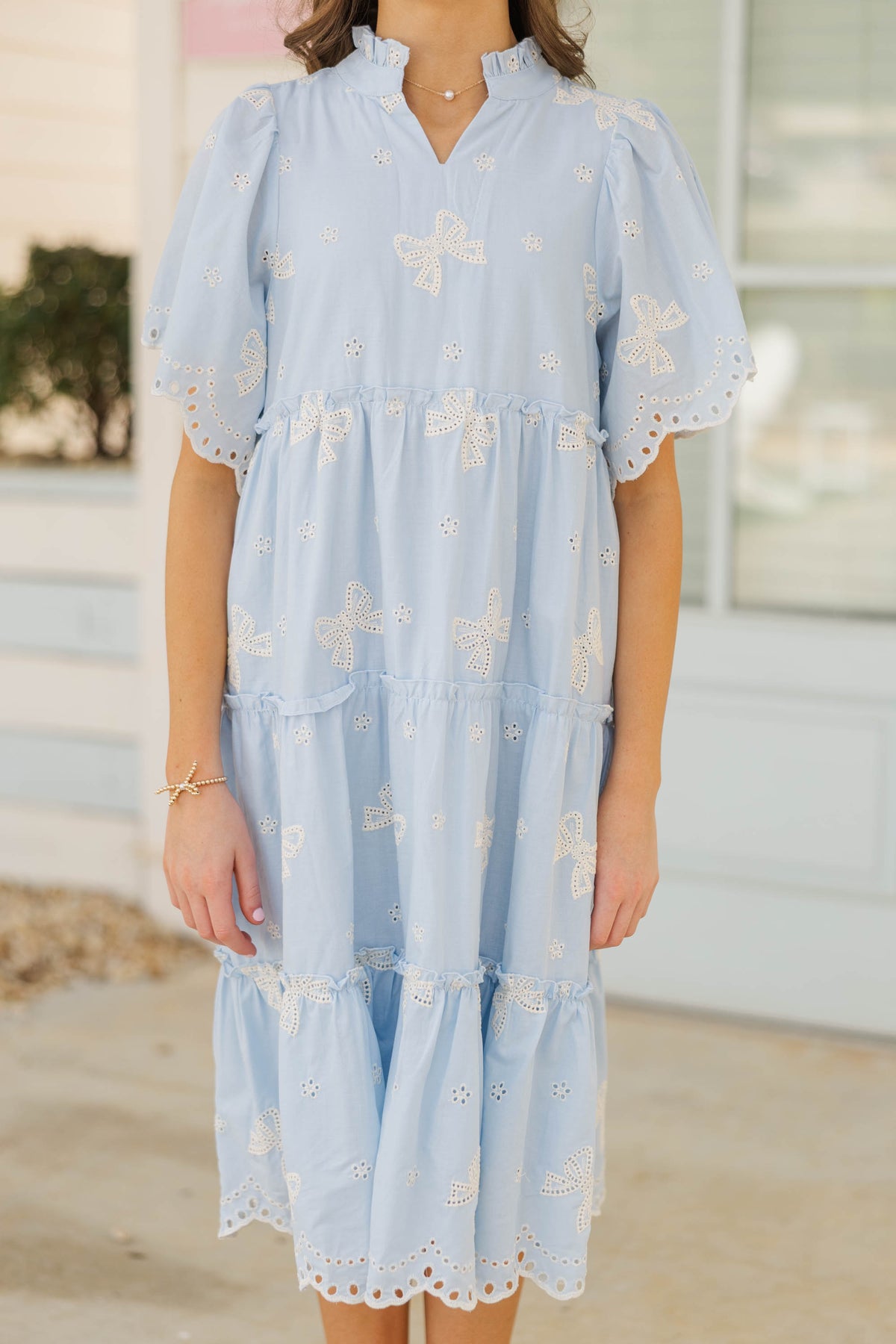 Girls: Feeling Your Best Light Blue Eyelet Midi Dress – Shop the Mint