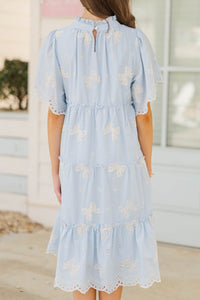Girls: Feeling Your Best Light Blue Eyelet Midi Dress