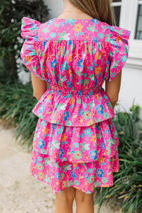 Girls: Find Yourself Fuchsia Pink Floral Dress
