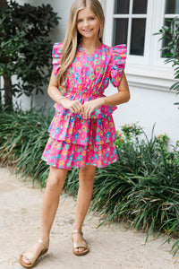 Girls: Find Yourself Fuchsia Pink Floral Dress