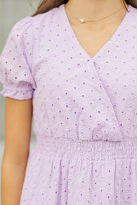 Girls: Once Upon a Time Lavender Eyelet Ruffle Dress