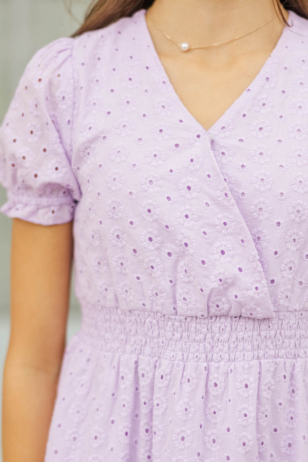 Girls: Once Upon a Time Lavender Eyelet Ruffle Dress