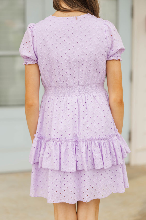 Girls: Once Upon a Time Lavender Eyelet Ruffle Dress