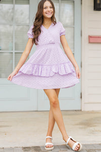 Girls: Once Upon a Time Lavender Eyelet Ruffle Dress