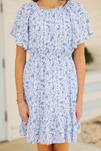 Girls: Sweet Blooms Blue Toile Dress
