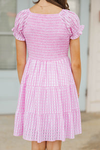 Girls: Sweet Clover Pink Gingham Tie Dress