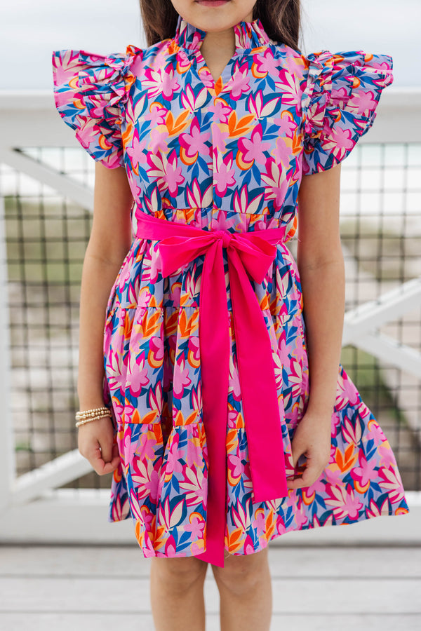 Girls: The Idena Blue Floral Dress