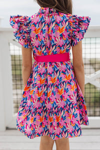 Girls: The Idena Blue Floral Dress