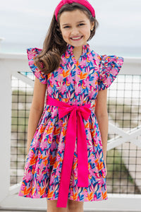 Girls: The Idena Blue Floral Dress