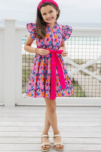 Girls: The Idena Blue Floral Dress