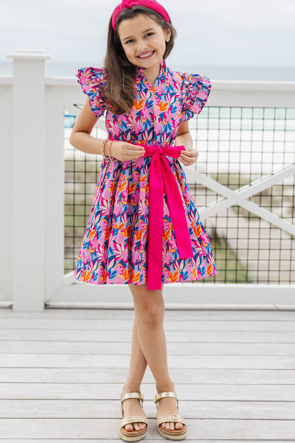 Girls: The Idena Blue Floral Dress