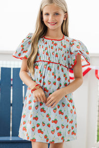 Girls: Seasonal Nostalgia Light Blue Novelty Babydoll Dress