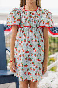 Girls: Seasonal Nostalgia Light Blue Novelty Babydoll Dress