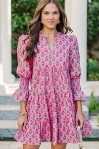 In Your Happy Place Fuchsia Medallion Dress