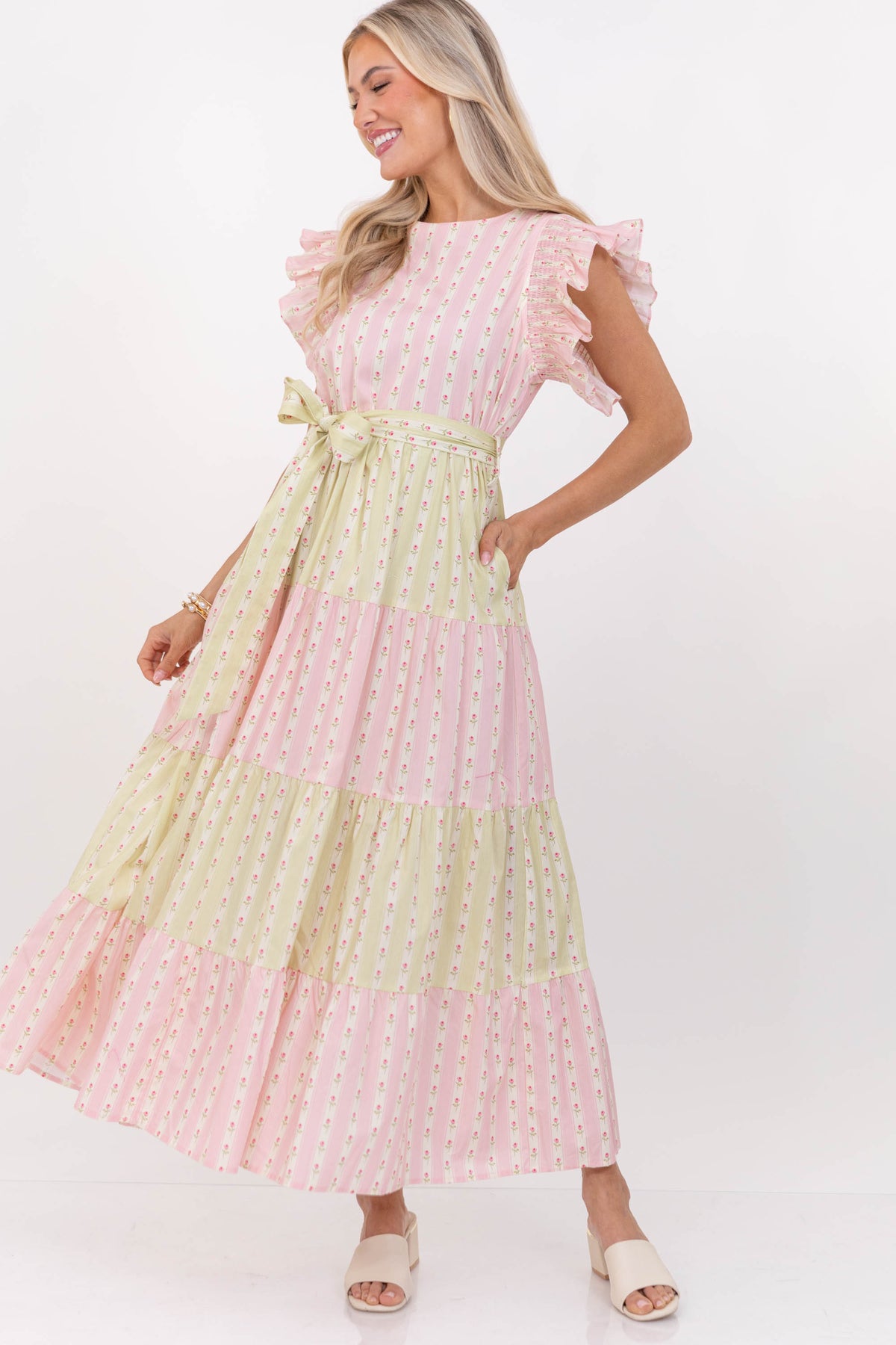 Bright Vibes Pink Mixed Print Midi Dress  Shop the Mint