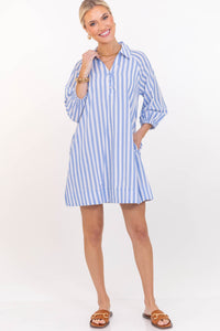 Extra Lovely Blue Striped Shift Dress