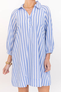 Extra Lovely Blue Striped Shift Dress
