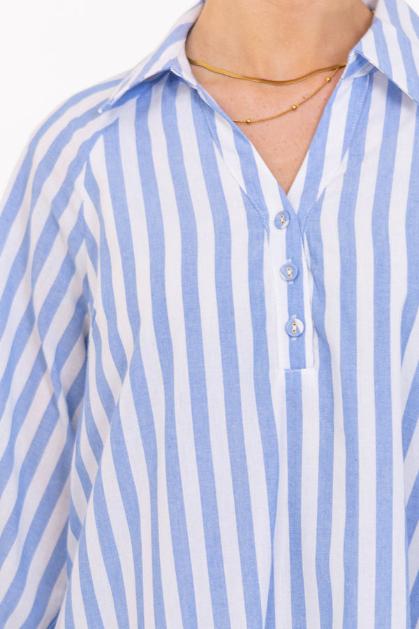 Extra Lovely Blue Striped Shift Dress
