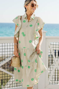 Simply Lovely Green Polka Dot Midi Dress